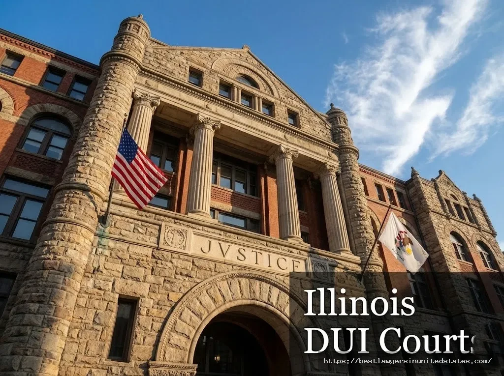 Illinois courthouse exterior where DUI cases are heard in Cook County criminal court