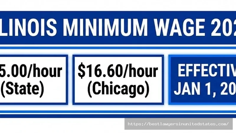 Illinois minimum wage history chart showing increases from $8.25 in 2019 to $15 in 2025