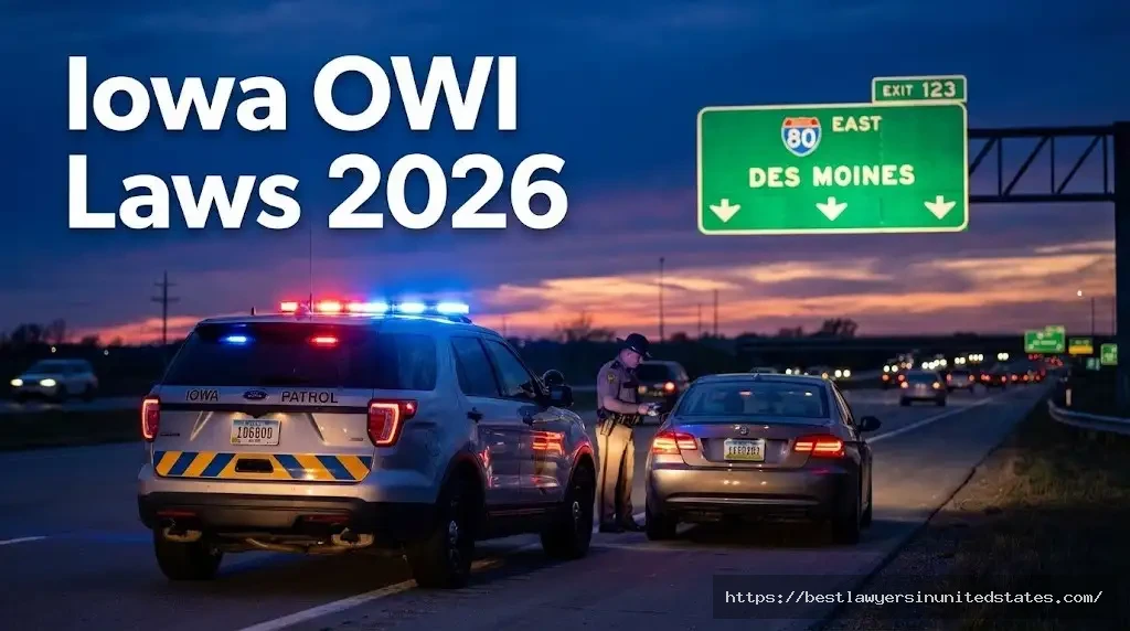 Iowa State Patrol conducting OWI traffic stop on Interstate highway with state trooper vehicle