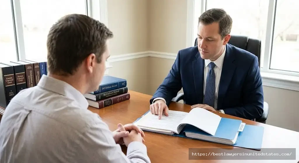 Kansas DUI defense attorney consulting with client about drunk driving charges and defense options