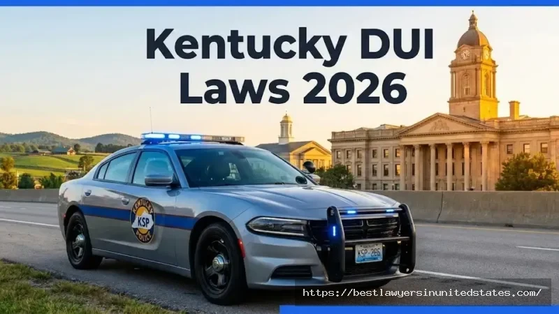 Kentucky DUI laws 2026 guide showing police traffic stop and courthouse in Louisville Jefferson County