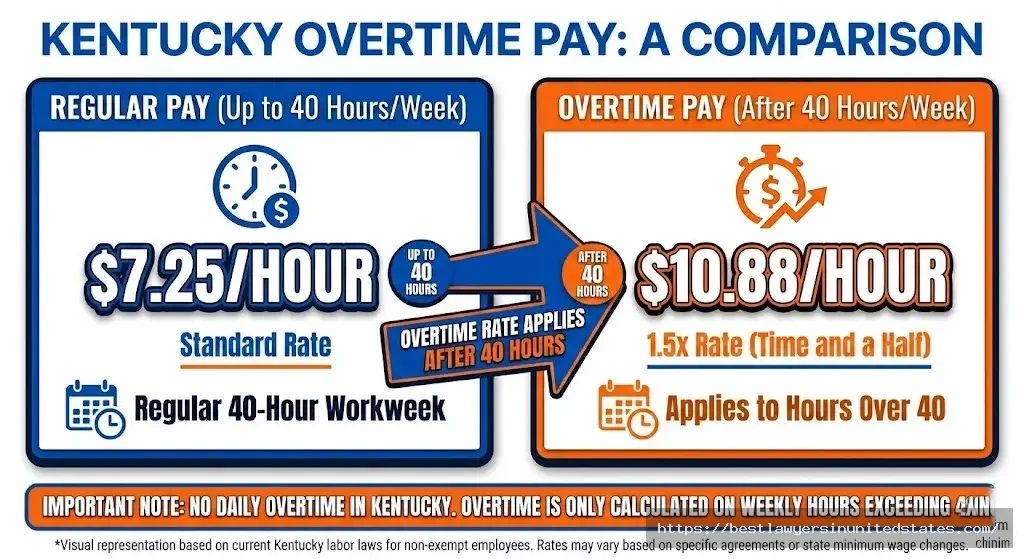 Kentucky overtime rate showing $10.88 per hour for hours worked over 40 per week