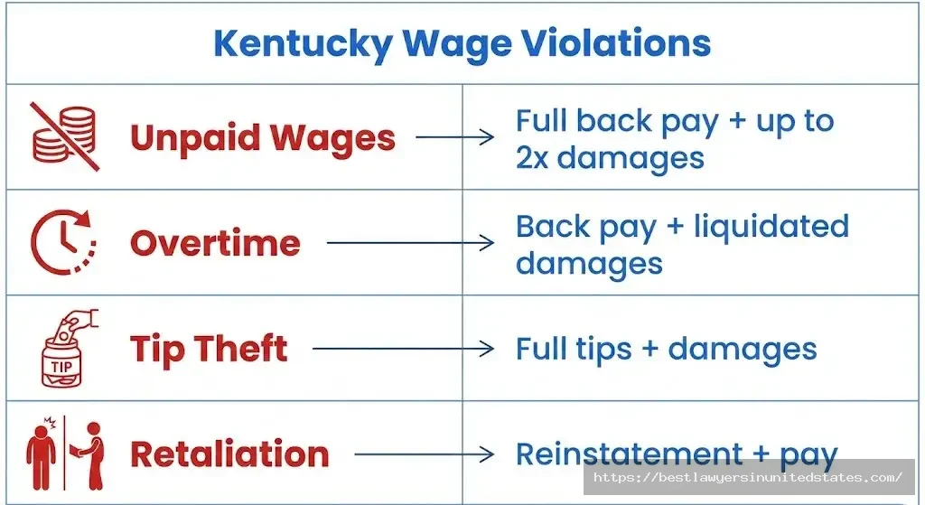 Kentucky wage violation penalties showing back pay plus liquidated damages up to double amount