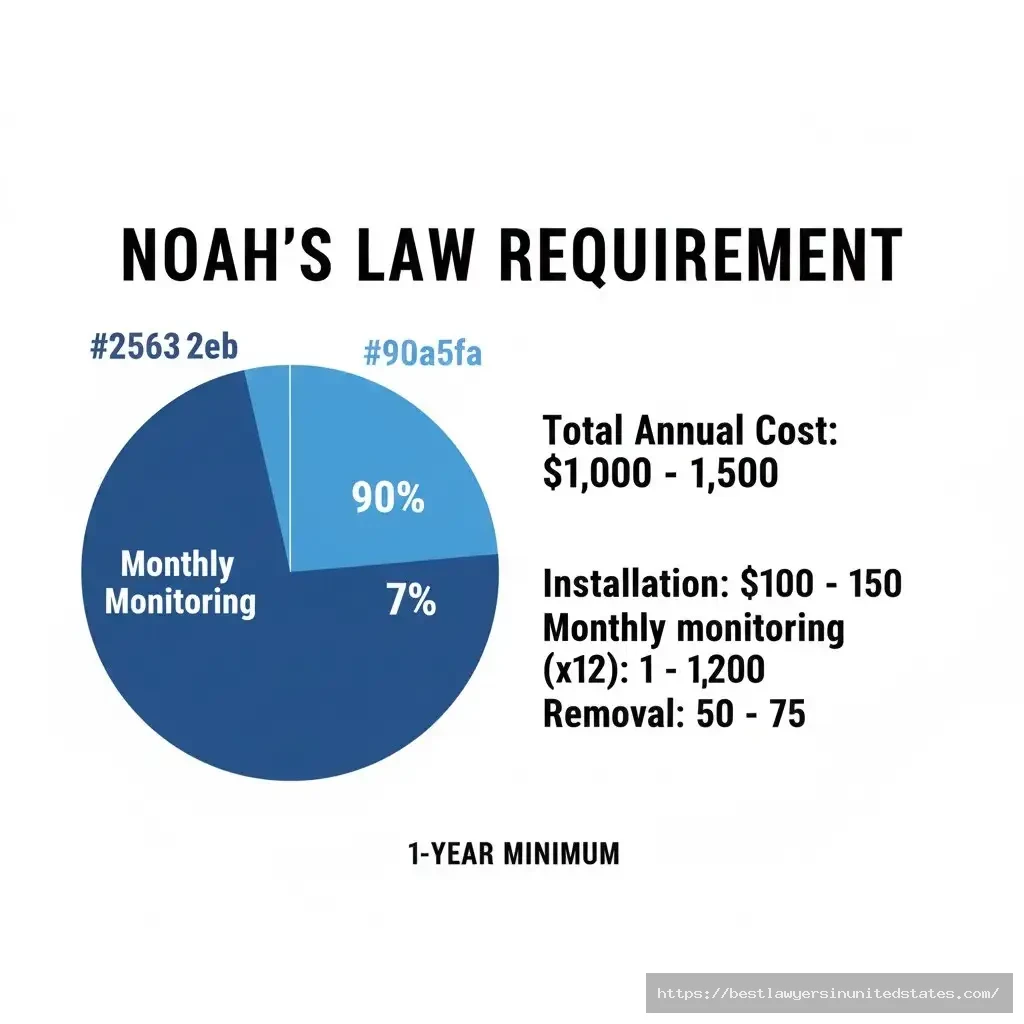 Maryland ignition interlock device costs under Noah's Law showing installation, monthly monitoring, and total annual expense