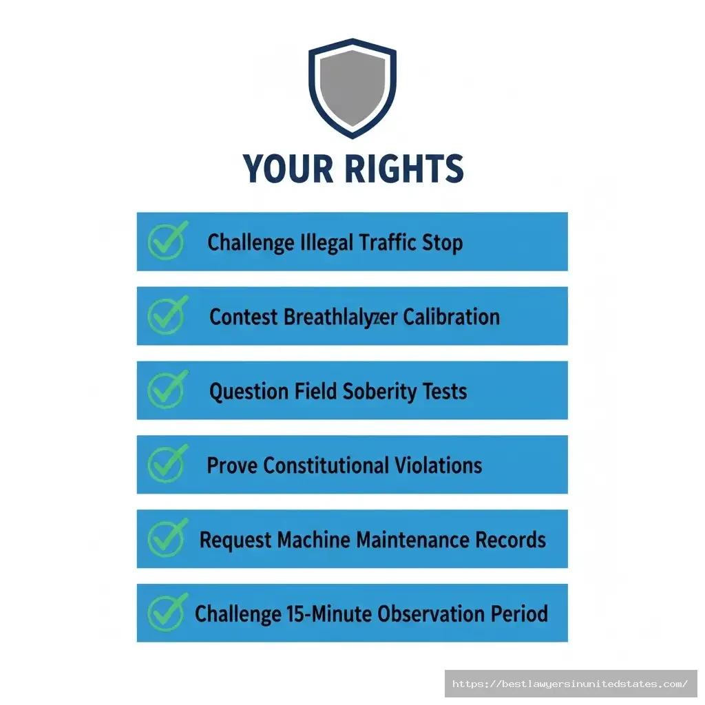 Massachusetts OUI defense strategies checklist showing ways to challenge breathalyzer results and illegal traffic stops