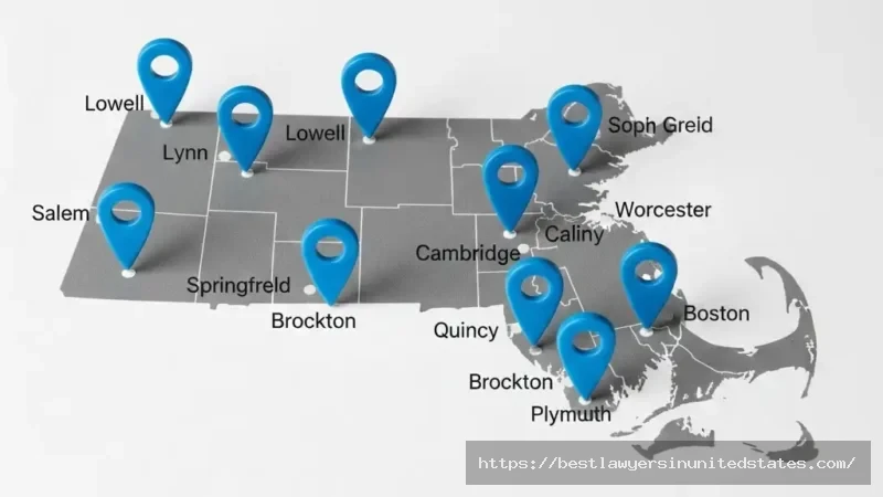 Massachusetts OUI district court locations map showing Boston Cambridge Worcester Springfield and other major courthouses