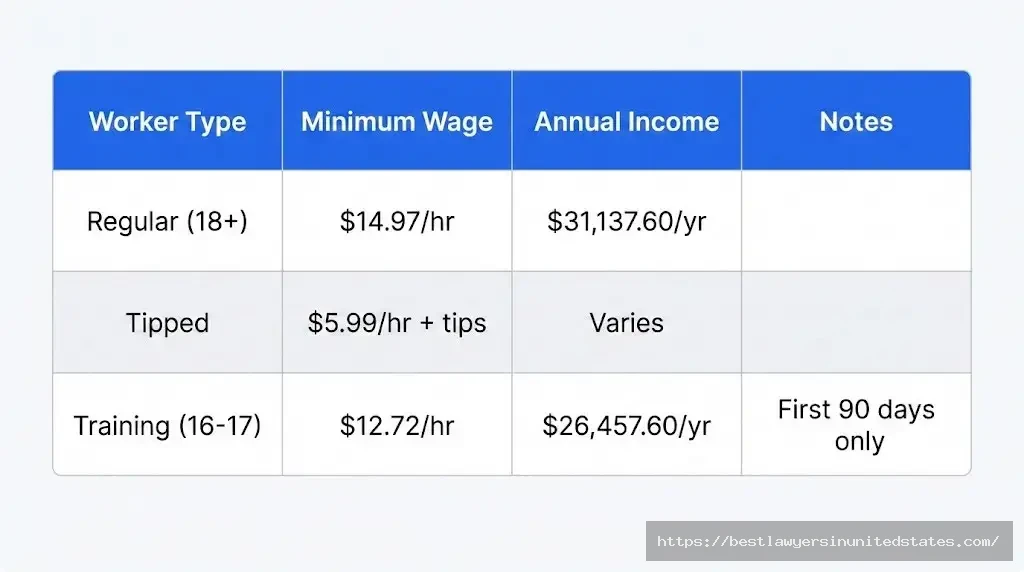Michigan 2026 minimum wage by worker type including regular tipped and training wage rates