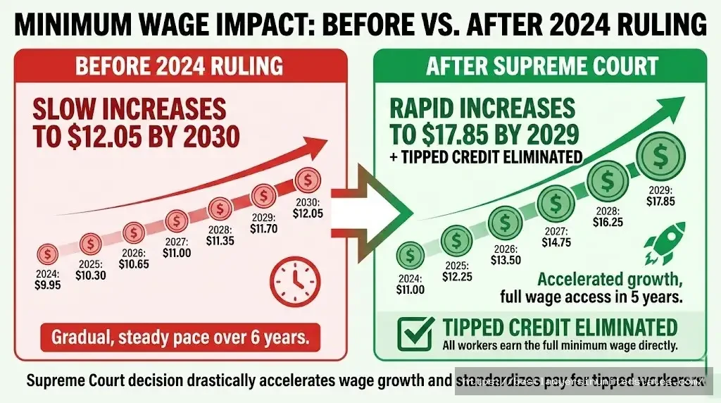 Michigan Supreme Court 2024 ruling impact on minimum wage showing accelerated increases to $17.85