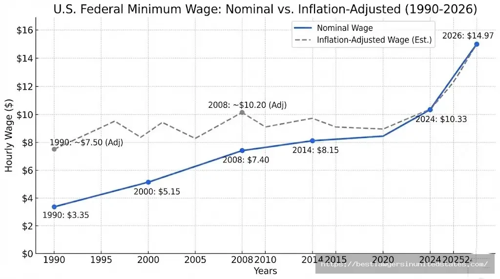 Michigan minimum wage history from 1990 to 2026 showing increase from $3.35 to $14.97