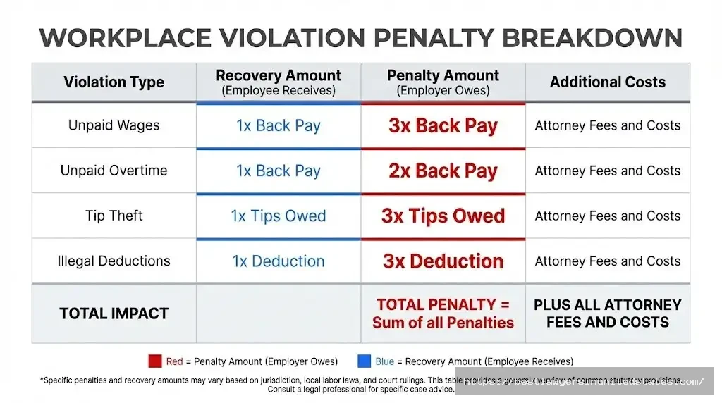 Michigan wage theft penalties including treble damages up to 3x unpaid wages plus attorney fees