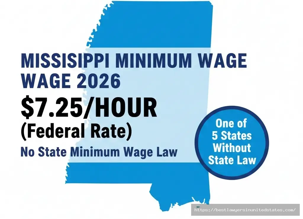 Mississippi minimum wage 2026 rate $7.25 per hour federal minimum wage with no state law