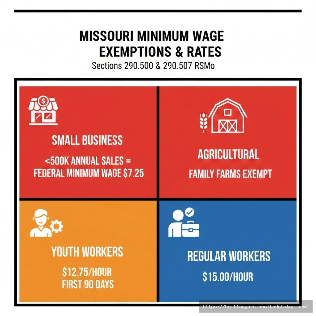 Missouri minimum wage exemptions 2026 including small business and agricultural worker rules