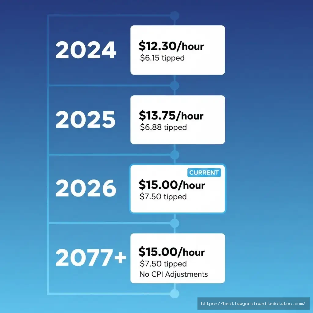 Missouri minimum wage history from 2024 to 2027 showing increase to $15 per hour in 2026