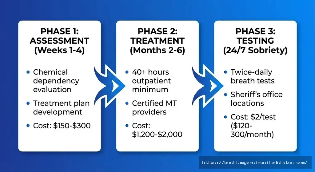 Montana Restricted Probationary License A-C-T program phases - assessment, treatment, 247 testing