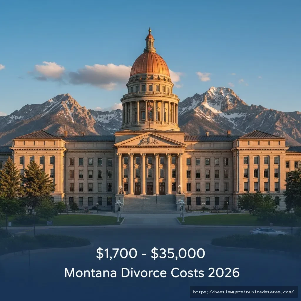 Montana courthouse representing divorce filing costs ranging from $1,700 to $35,000 in 2026