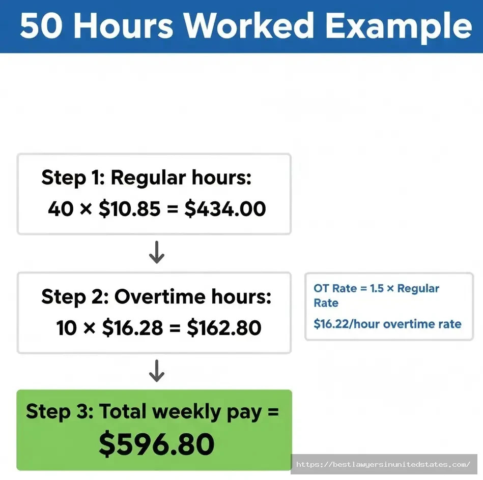 Montana overtime pay calculation example showing 50-hour work week earnings with time-and-a-half rate