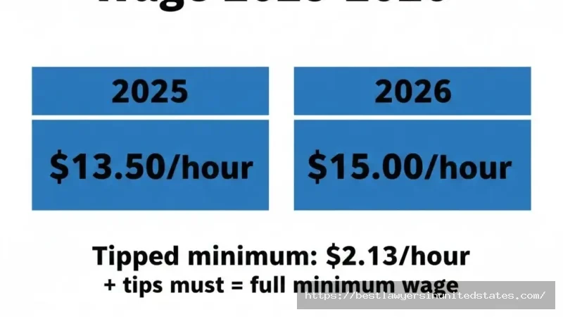 Nebraska minimum wage rates 2025 $13.50 and 2026 $15 per hour with tipped wage information