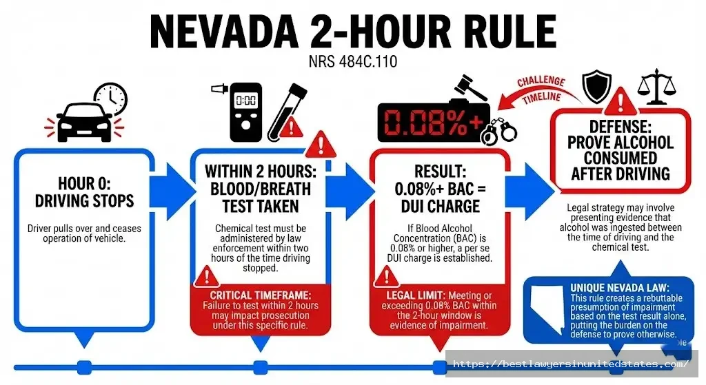 Nevada DUI 2-hour rule explained timeline of BAC testing window and legal defense options under NRS 484C.110