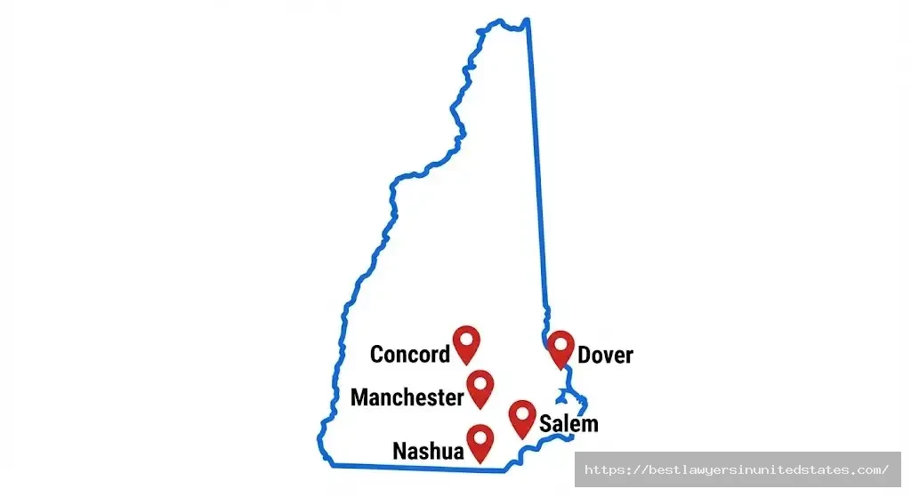 New Hampshire DWI court locations map showing Manchester Concord Nashua Salem Dover district courts