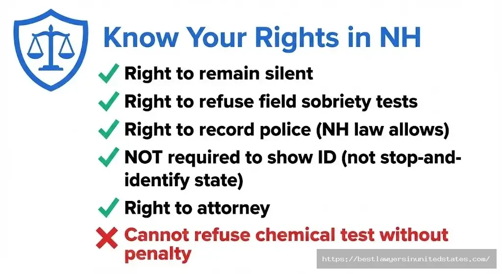 New Hampshire DWI stop rights including remain silent refuse field tests record police not stop-and-identify state
