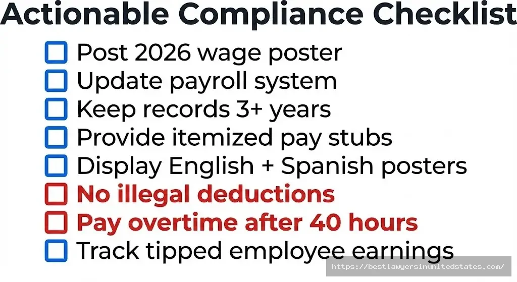New Jersey employer minimum wage compliance checklist for 2026 including posting and recordkeeping requirements