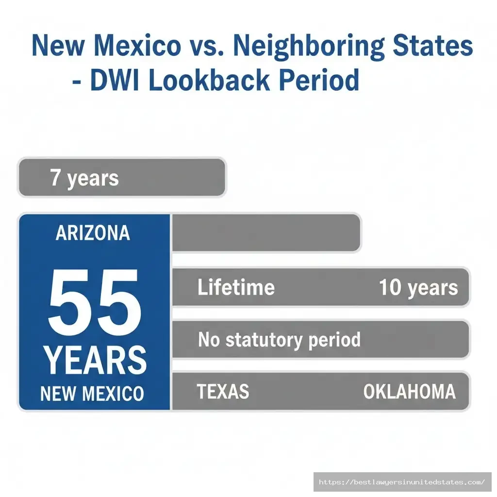 New Mexico 55-year DWI lookback period compared to neighboring states Arizona, Colorado, Texas, and Oklahoma