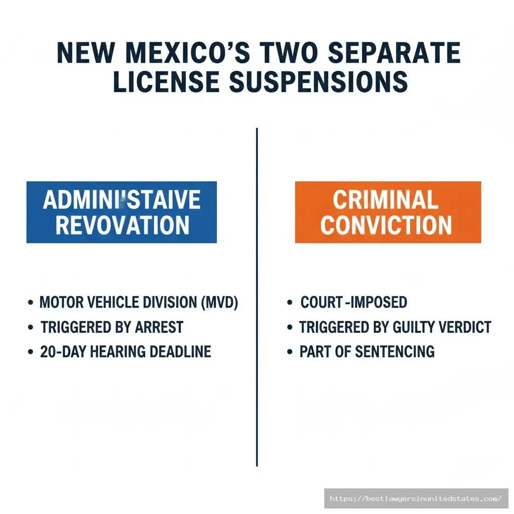 New Mexico dual revocation system separate administrative MVD and criminal court license suspensions