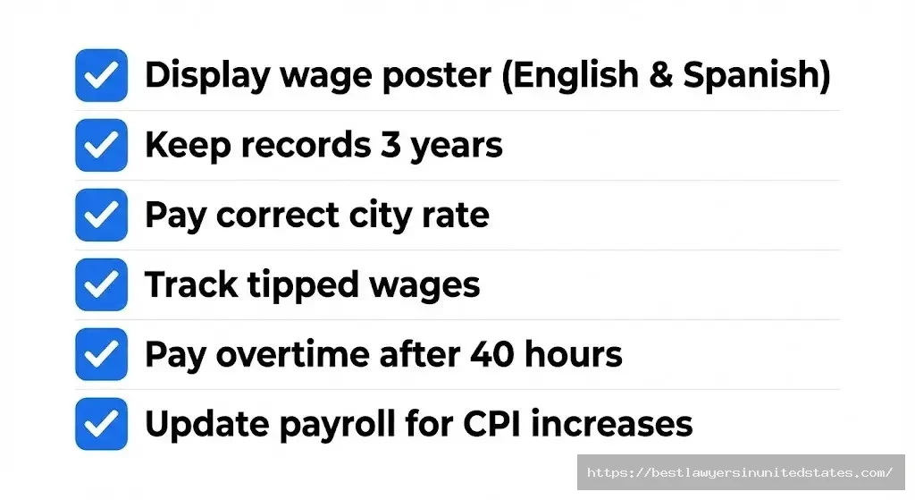 New Mexico employer compliance checklist for minimum wage including poster display and three year record keeping