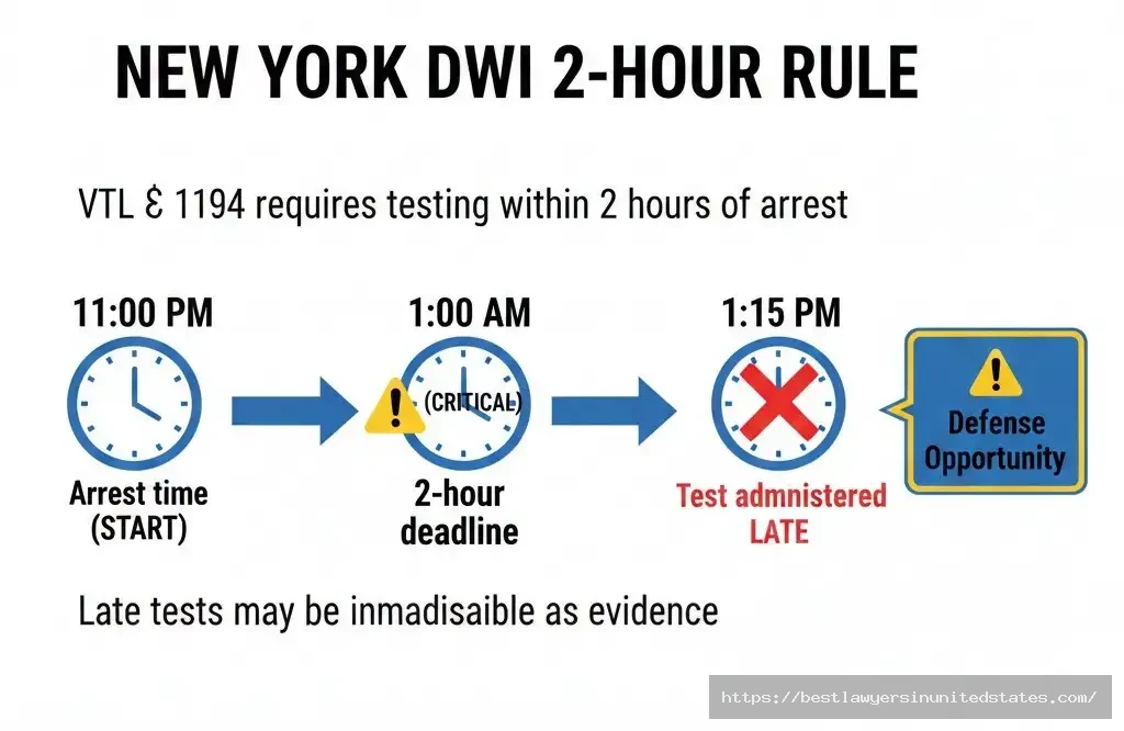 New York 2-hour rule DWI chemical test timeline VTL 1194 admissibility defense strategy breath test deadline