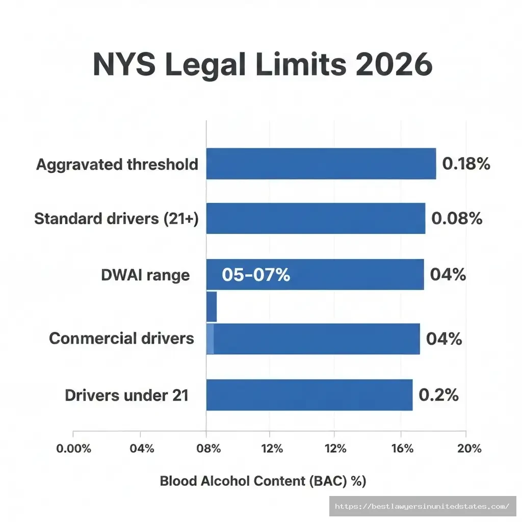 New York BAC limits chart 0.08 standard 0.18 aggravated DWI 0.02 zero tolerance under 21 commercial drivers