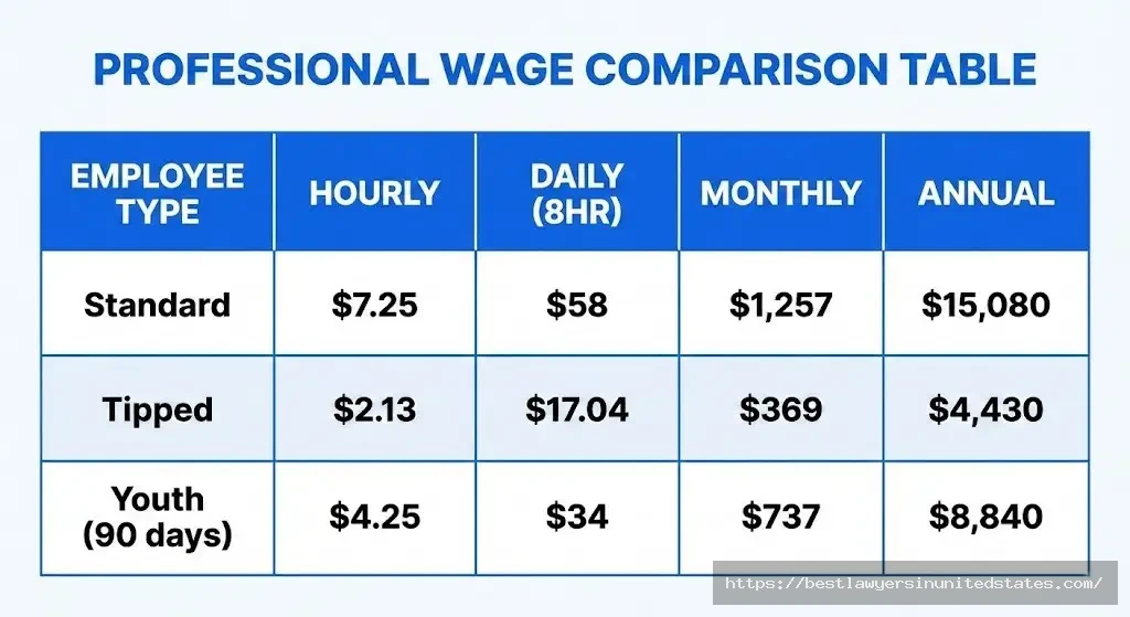 North Carolina 2026 wage comparison showing hourly, daily, monthly and annual rates for different worker types