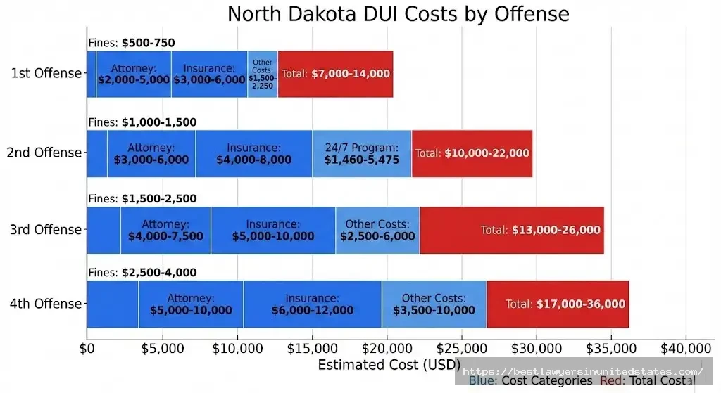 North Dakota DUI lookback periods 7 years for 1st-3rd offenses, 15 years for 4th offense felony charges under NDCC 39-08-01