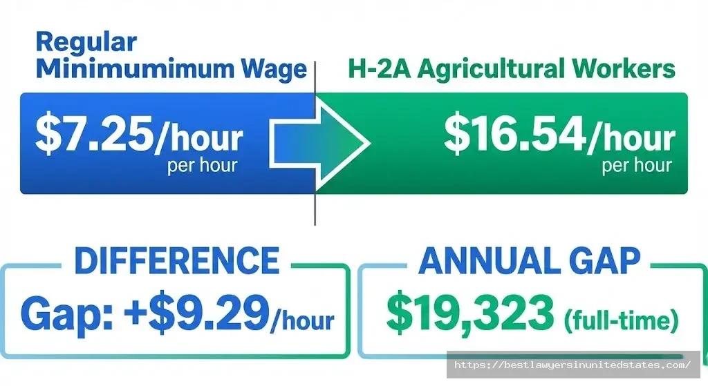 North Dakota H-2A agricultural worker minimum wage comparison showing $16.54 rate versus $7.25 standard minimum