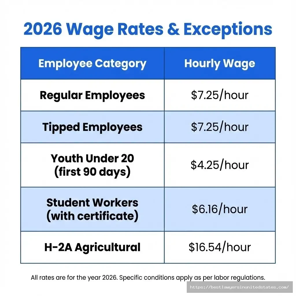 North Dakota minimum wage rates by worker category including regular, tipped, youth, student, and agricultural employees