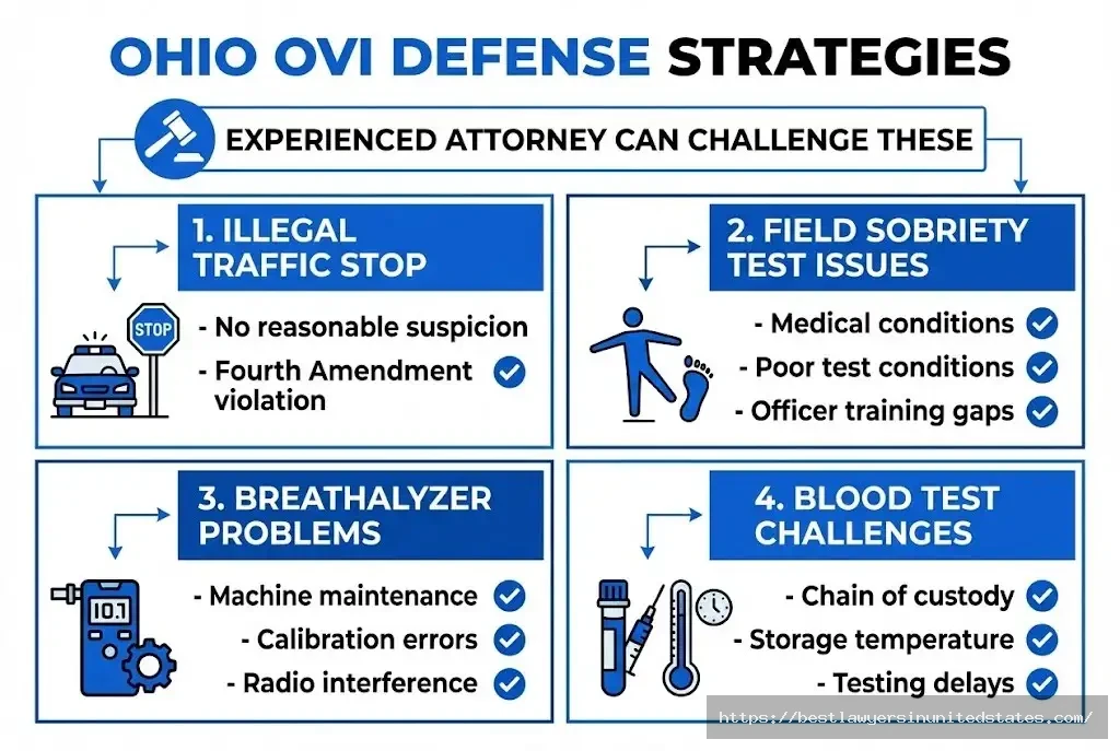 Ohio OVI defense strategies challenging traffic stops, field sobriety tests, breathalyzer, blood test reliability