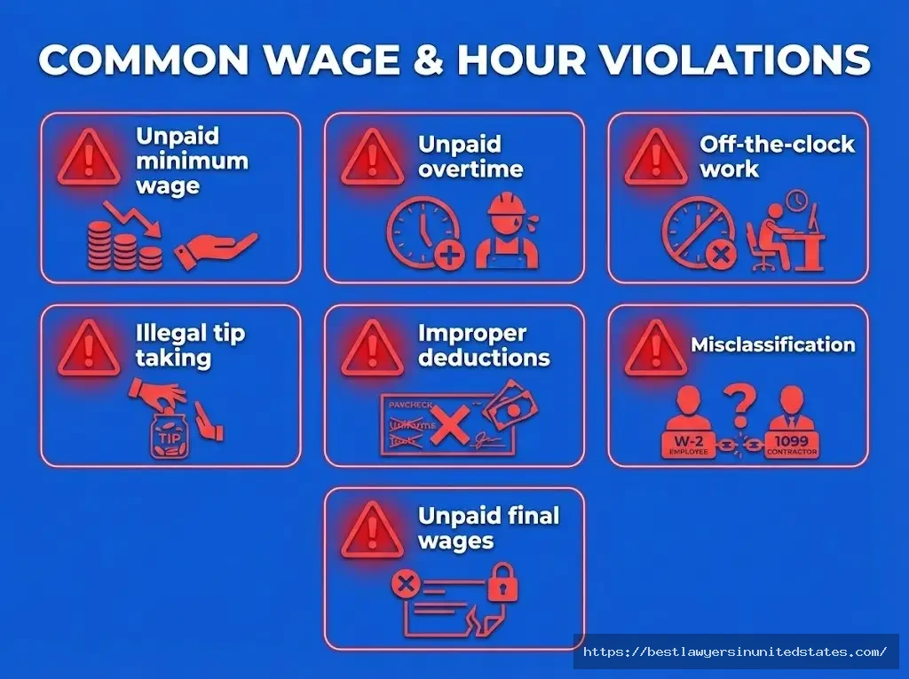 Ohio wage theft violation types including unpaid overtime minimum wage off-clock work tip theft misclassification
