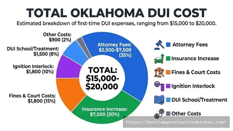 Oklahoma DUI total cost breakdown 2026 $15,000 average including attorney, insurance, fines, interlock device