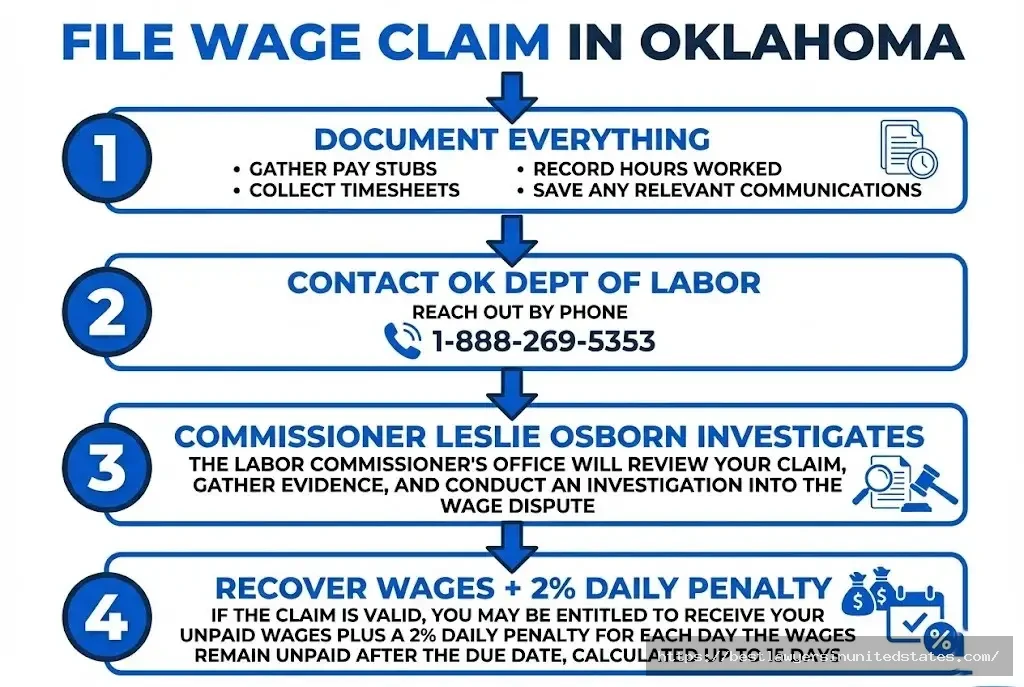 Oklahoma wage claim process through Department of Labor with Commissioner Leslie Osborn investigation
