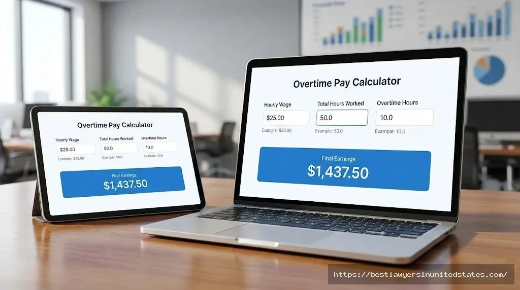 Overtime pay calculator showing regular and overtime earnings
