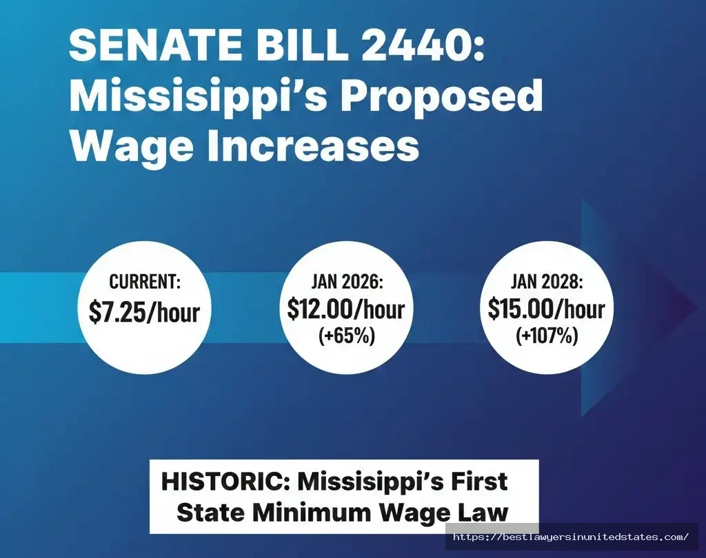 Senate Bill 2440 Mississippi proposed minimum wage increase timeline from $7.25 to $12 to $15 per hour
