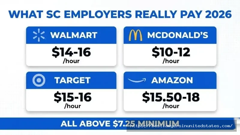 South Carolina major employer wages showing Walmart, McDonald's, Target, Amazon pay above minimum wage
