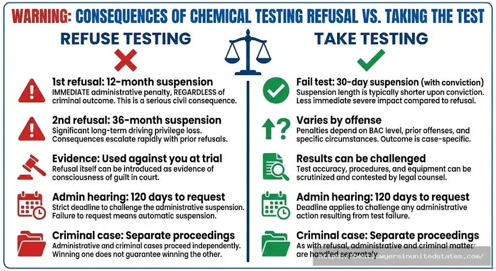 South Dakota DUI test refusal 12-month suspension vs 30-day for failed test comparison (2)