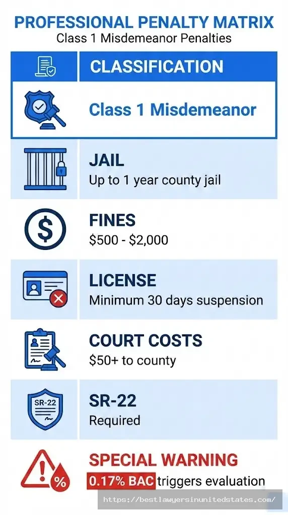 South Dakota first DUI penalties Class 1 misdemeanor, 30-day suspension, $500-$2K fines