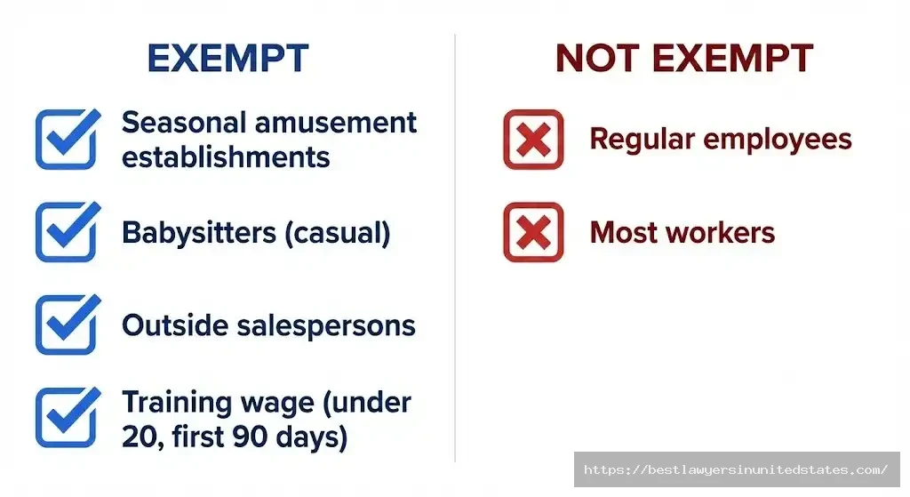 South Dakota minimum wage exemptions checklist - seasonal, babysitters, salespersons