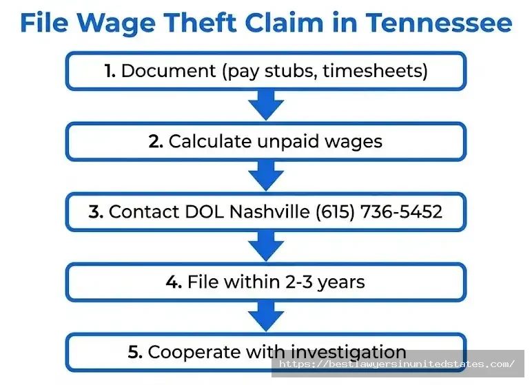 Tennessee wage theft complaint filing process five steps from documentation to DOL investigation
