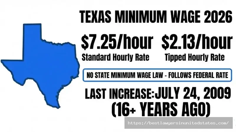 Texas minimum wage earnings breakdown showing $7.25 hourly equals $15,080 annual salary