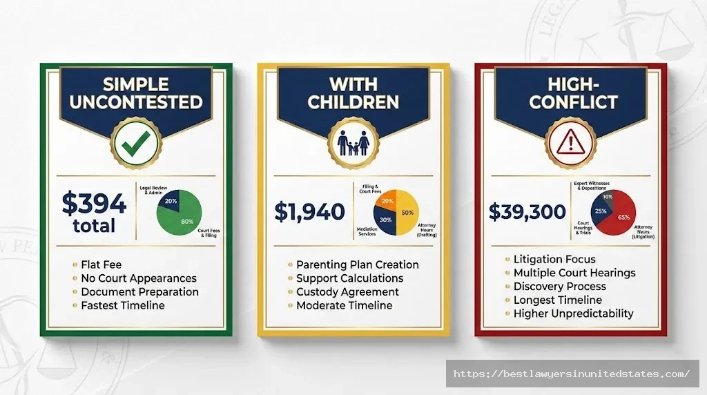 Three real South Dakota divorce case studies showing actual costs from simple uncontested to high-conflict contested cases