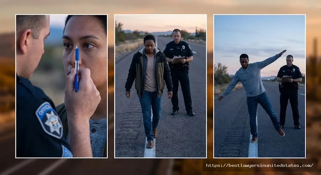 Three standardized field sobriety tests horizontal gaze nystagmus, walk-and-turn, and one-leg stand