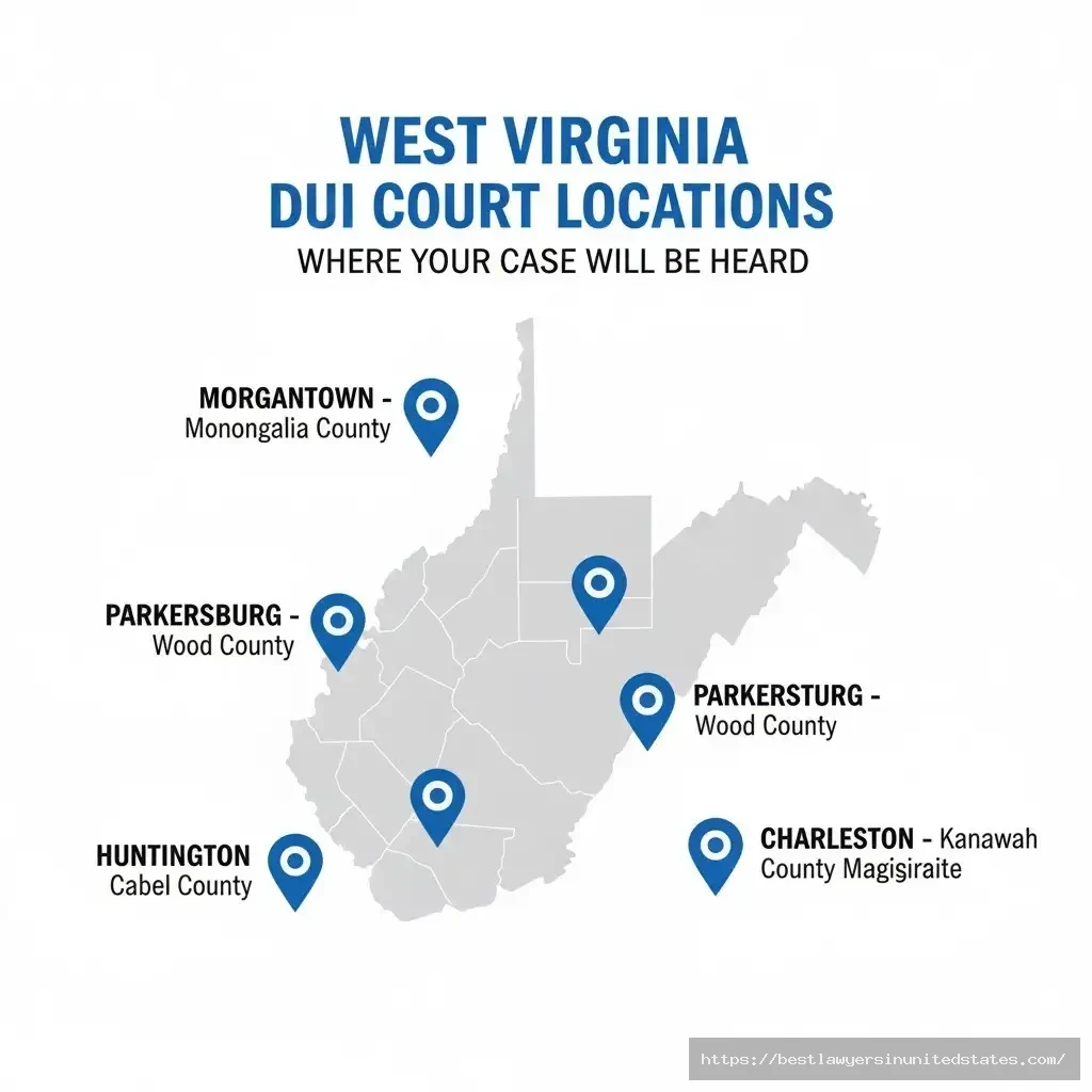 West Virginia DUI court locations Charleston Morgantown Huntington county magistrate courts map