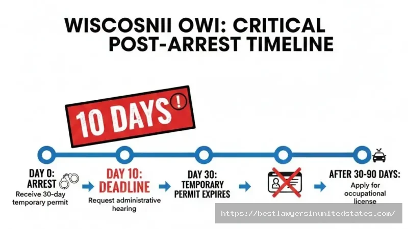 Wisconsin OWI 10 day deadline timeline after arrest request administrative hearing 30 day temporary permit critical dates